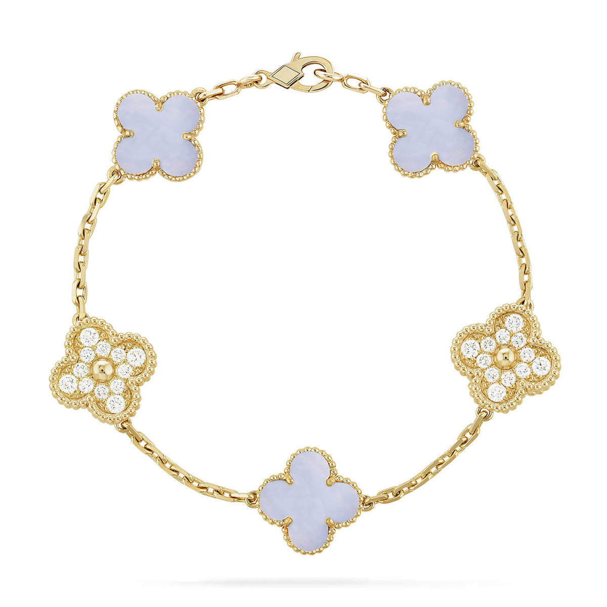 [Lumi jewelry] CLOVER 5 MOTIF PURPLE CHALCEDONY BRACELET COLLECTION