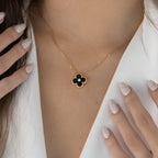 Lumi® CLOVER 15MM DIAMANT-ONYX-HALSKETTE
