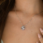 Lumi® CLOVER 15MM DIAMANT-LASER-HALSKETTE SILBER