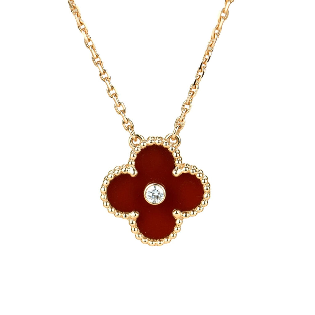 Lumi® CLOVER 15MM DIAMANT-KARNELIANSHALSKETTE