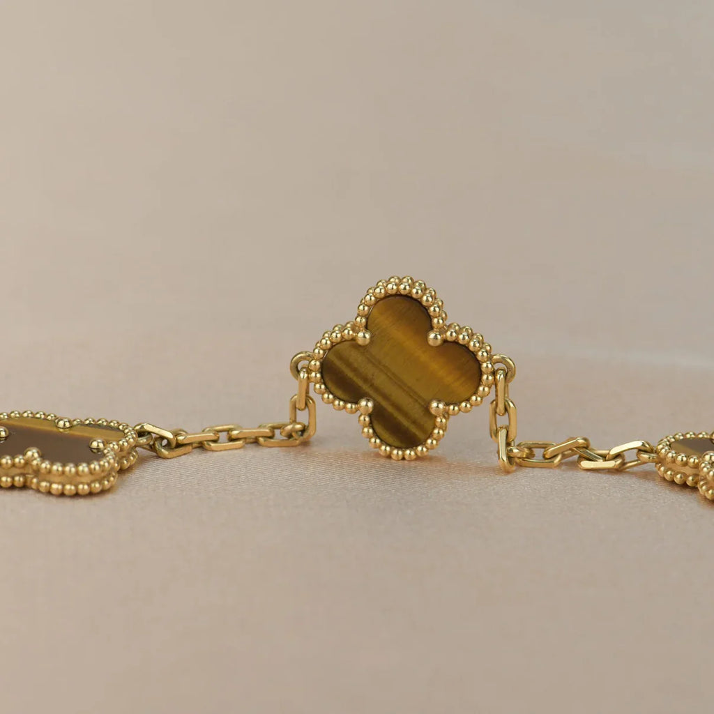 [Lumi jewelry] CLOVER 5 MOTIFS TIGER EYE BRACELET COLLECTION