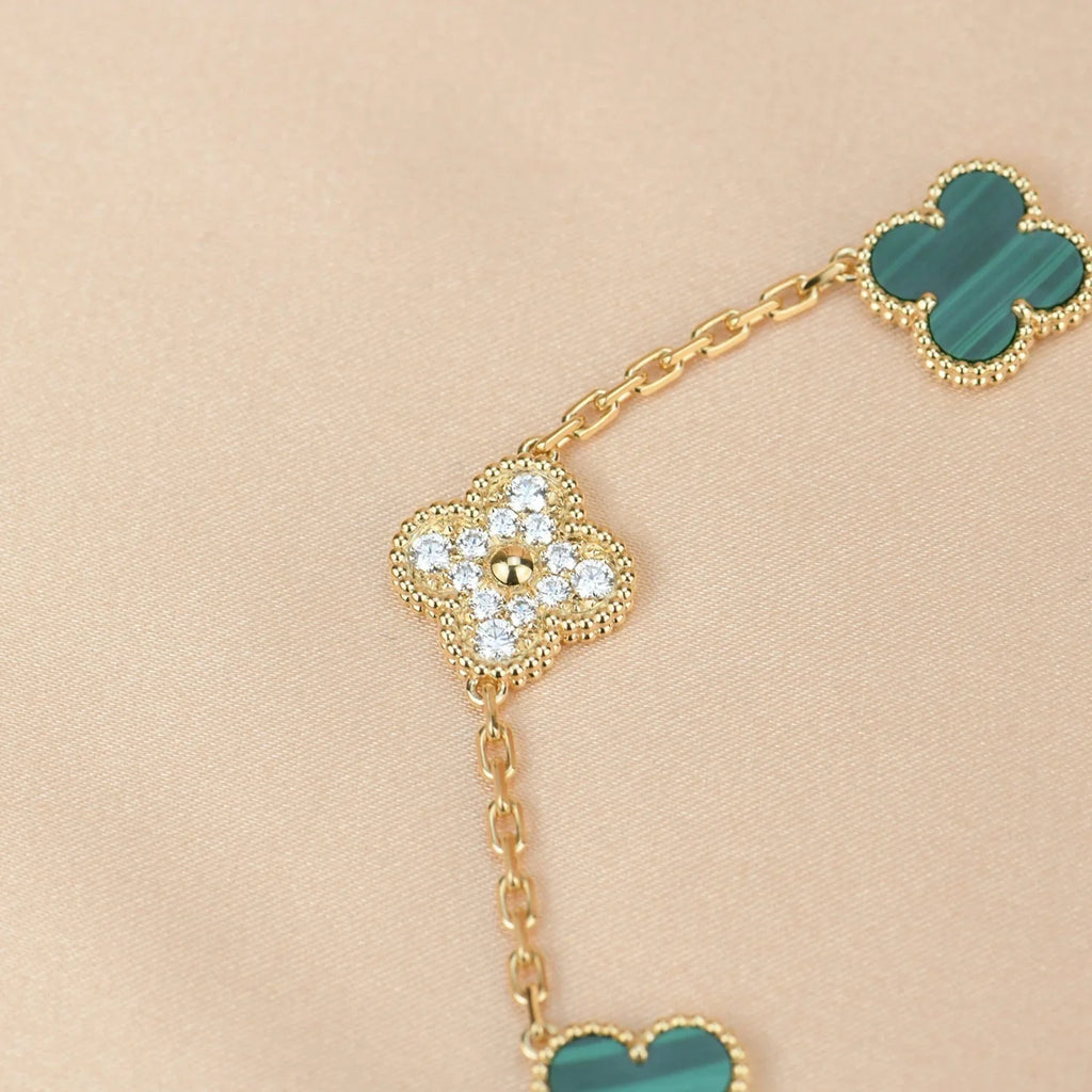 [Lumi jewelry] CLOVER 5 MOTIF MALACHITE BRACELET COLLECTION
