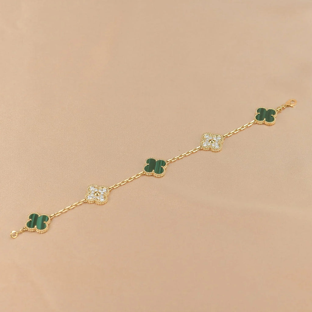 [Lumi jewelry] CLOVER 5 MOTIF MALACHITE BRACELET COLLECTION