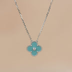 LumiClover 15mm Diamant-SVres Porzellan-Halskette Silber