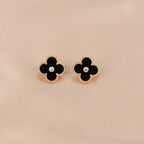 Lumi® CLOVER MEDIUM 1 MOTIFS ONYX DIAMOND EARRINGS