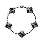 [Lumi]Neues schwarzes Armband mit Kleeblattmotiv (5 Motive)