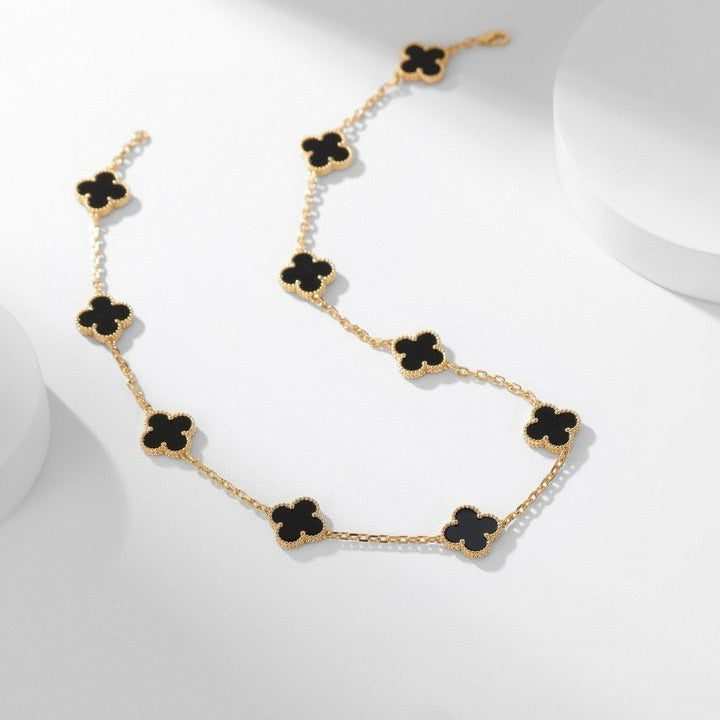 Lumi® Kleeblatt-Halskette mit 10 Motiven aus Onyx