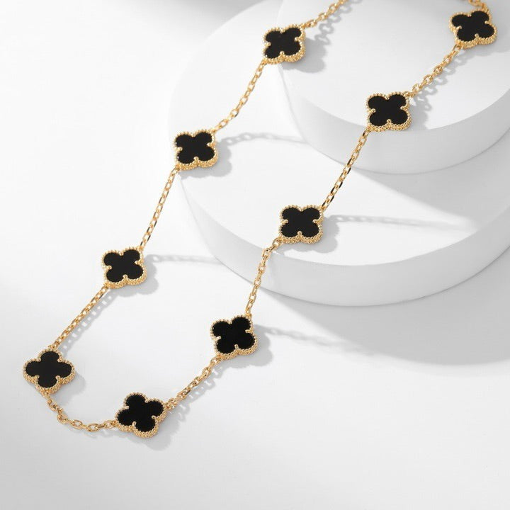 Lumi® Kleeblatt-Halskette mit 10 Motiven aus Onyx
