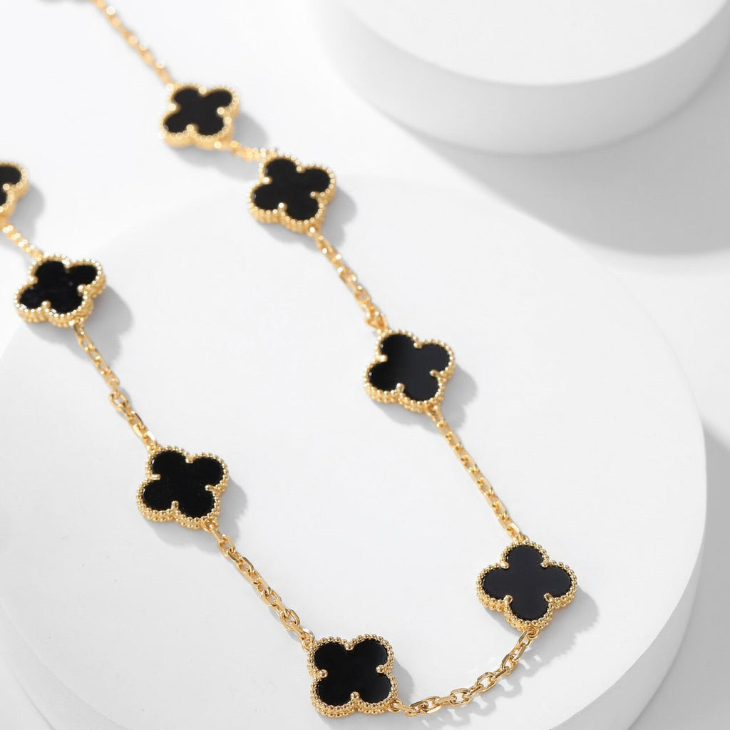 Lumi® Kleeblatt-Halskette mit 10 Motiven aus Onyx