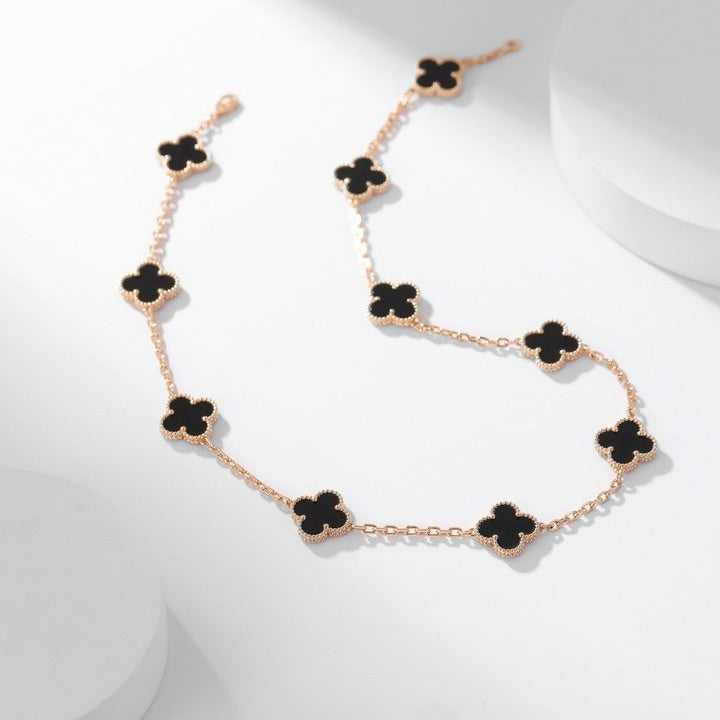Lumi® Kleeblatt-Halskette mit 10 Motiven aus Onyx