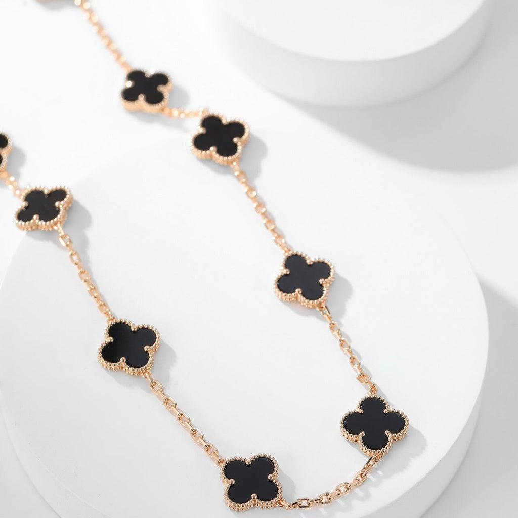 Lumi® Kleeblatt-Halskette mit 10 Motiven aus Onyx
