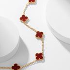 Lumi® Kleeblatt-Halskette mit 10 Motiven aus Karneol