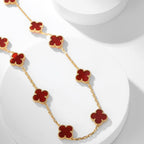 Lumi® Kleeblatt-Halskette mit 10 Motiven aus Karneol