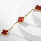 Lumi® Kleeblatt-Halskette mit 10 Motiven aus Karneol
