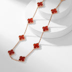 Lumi® Kleeblatt-Halskette mit 10 Motiven aus Karneol