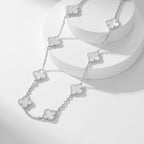 Lumi® Kleeblatt-Halskette mit 10 Motiven aus weißem Perlmutt