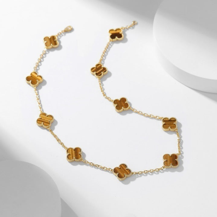 Lumi® CLOVER 10 MOTIFS TIGER EYE NECKLACE