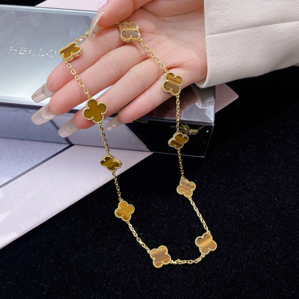 Lumi® CLOVER 10 MOTIFS TIGER EYE NECKLACE