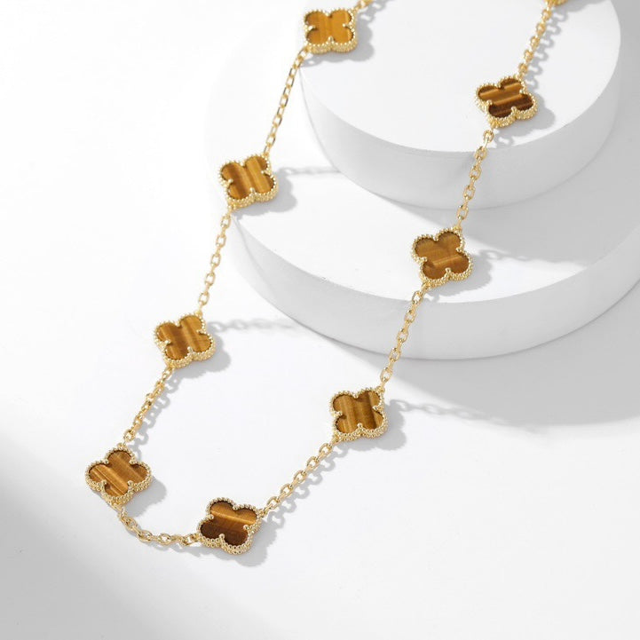 Lumi® CLOVER 10 MOTIFS TIGER EYE NECKLACE