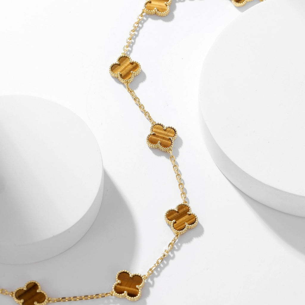 Lumi® CLOVER 10 MOTIFS TIGER EYE NECKLACE