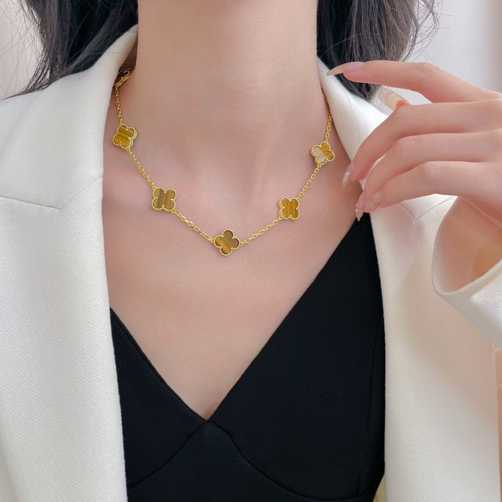 Lumi® CLOVER 10 MOTIFS TIGER EYE NECKLACE