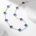 Lumi® Kleeblatt-Halskette mit 10 Motiven aus blauem Achat