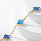 Lumi® Kleeblatt-Halskette mit 10 Motiven aus blauem Achat