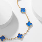 Lumi® Kleeblatt-Halskette mit 10 Motiven aus blauem Achat