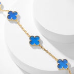 Lumi® Kleeblatt-Halskette mit 10 Motiven aus blauem Achat