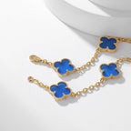 Lumi® Kleeblatt-Halskette mit 10 Motiven aus blauem Achat