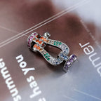 Lumi® FORC Großes Hufeisen-Armband mit farbigen Diamanten, Silber