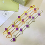 Lumi® Kleeblatt-Halskette mit 10 Motiven, lila-violett, mit Diamanten