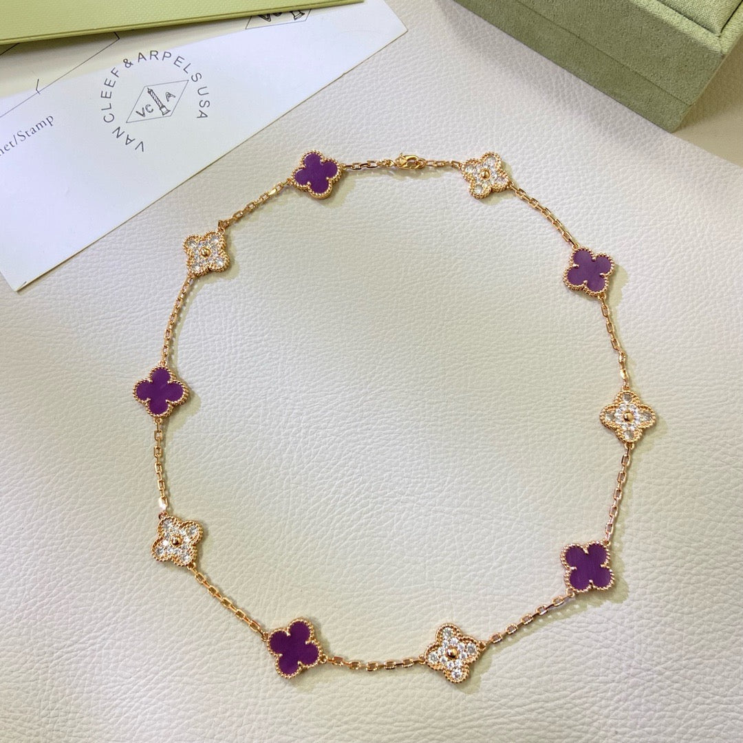 ¡®Lumi¡¯CLOVER 10 MOTIFS  PURPLE VIOLET DIAMOND NECKLACE