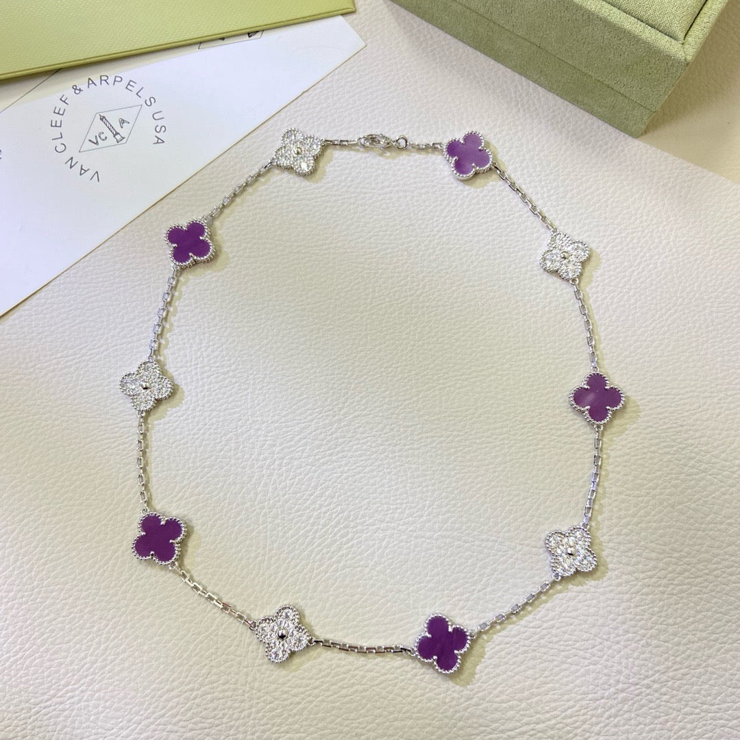 ¡®Lumi¡¯CLOVER 10 MOTIFS  PURPLE VIOLET DIAMOND NECKLACE