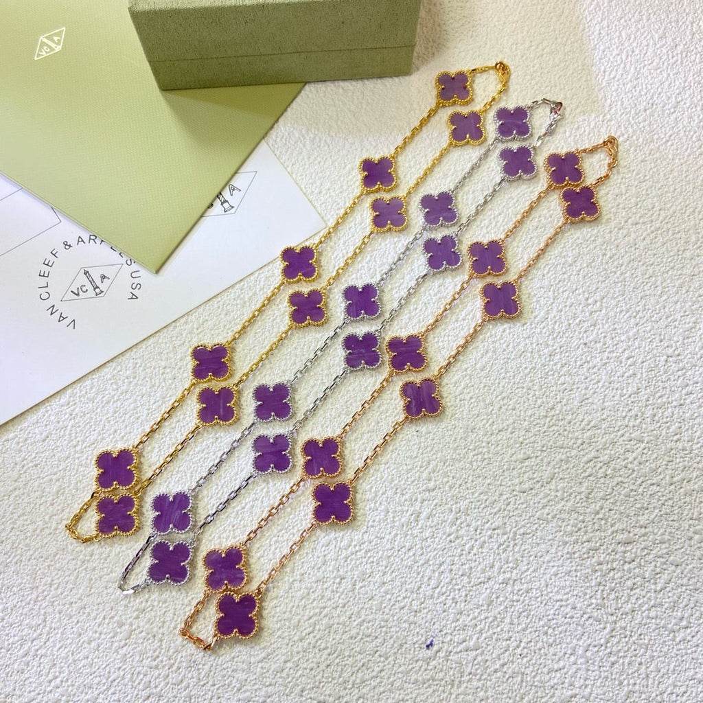 Lumi® Kleeblatt-Halskette mit 10 Motiven, lila-violett
