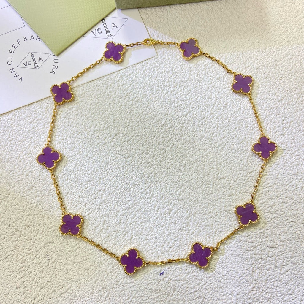 Lumi® Kleeblatt-Halskette mit 10 Motiven, lila-violett
