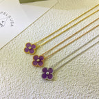 Lumi® CLOVER 15MM DIAMANT LILA VIOLETT HALSKETTE