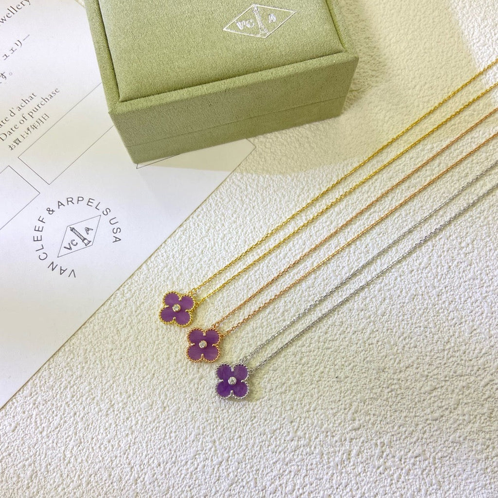 Lumi® CLOVER 15MM DIAMANT LILA VIOLETT HALSKETTE