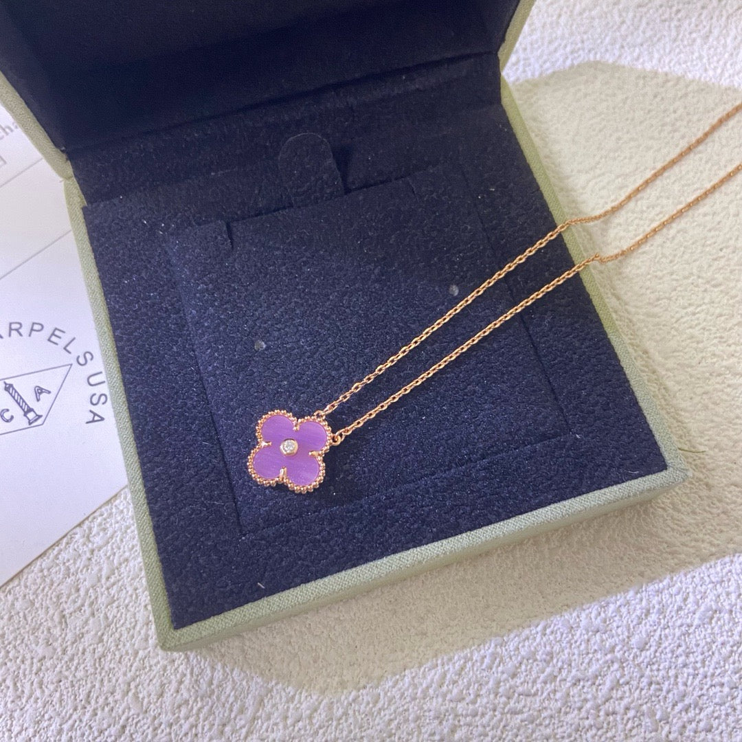 Lumi® CLOVER 15MM DIAMANT LILA VIOLETT HALSKETTE
