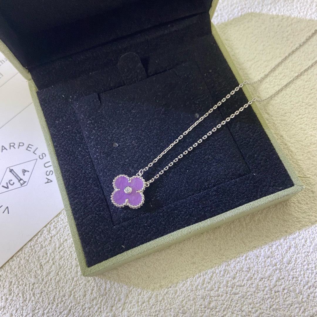 Lumi® CLOVER 15MM DIAMANT LILA VIOLETT HALSKETTE