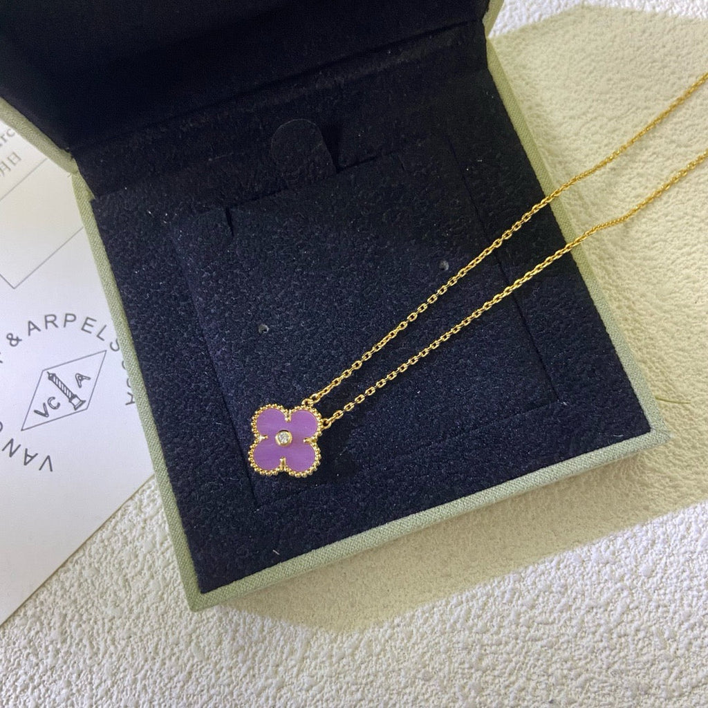 Lumi® CLOVER 15MM DIAMANT LILA VIOLETT HALSKETTE