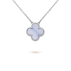 Lumi® CLOVER 15MM BLAUE CHALCEDON-HALSKETTE SILBER