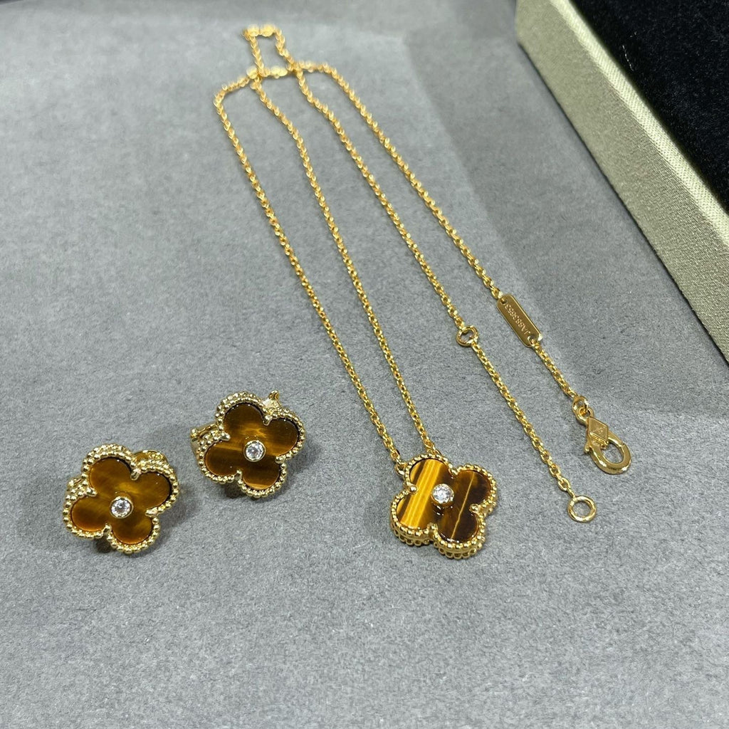 Lumi CLOVER Halskette aus 15 mm Diamant und gelbem Tigerauge-Achat