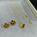 Lumi CLOVER Halskette aus 15 mm Diamant und gelbem Tigerauge-Achat
