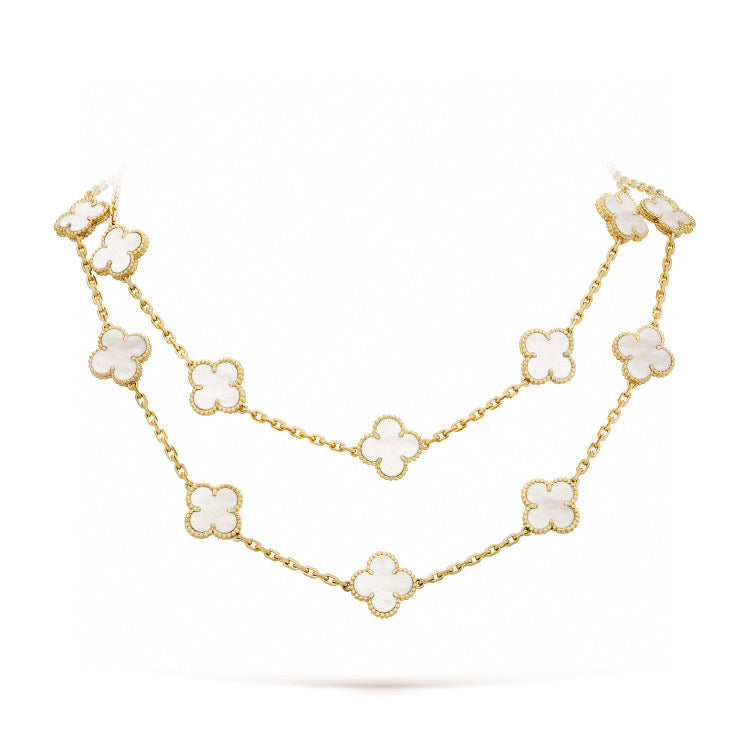 Lumi® Kleeblatt-Halskette mit 20 Motiven, weiß, mit Mopp-Motiven