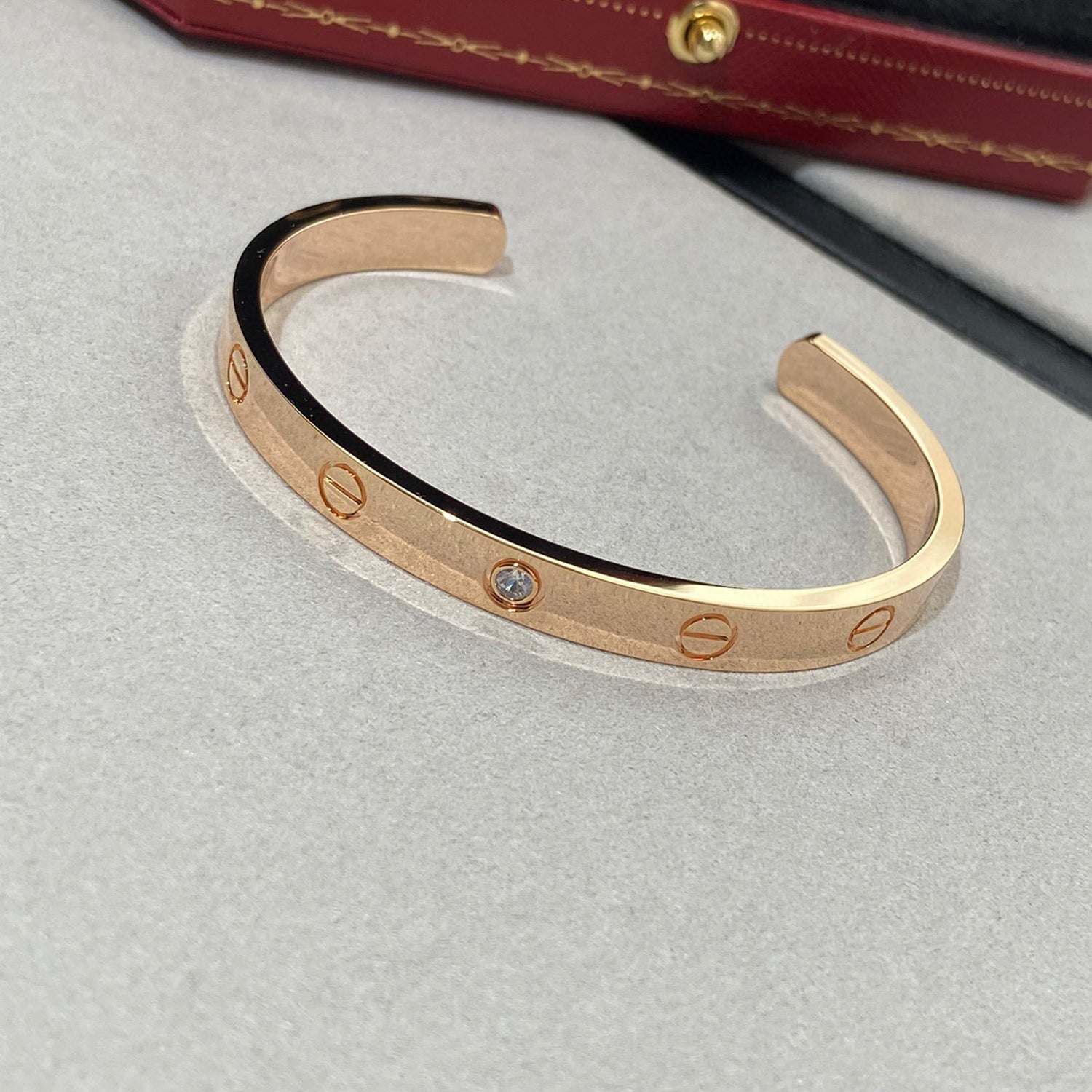 Lumi® LOVE Armband 6,1 mm 1 Diamant Offene Manschette 