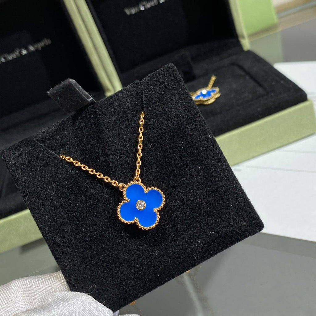 Lumi® CLOVER 15MM DIAMANT- UND BLAUER ACHAT-KETTE