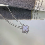 Lumi® CLOVER 15MM BLAUE CHALCEDON-HALSKETTE SILBER