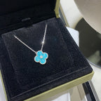 LumiClover 15mm Diamant-SVres Porzellan-Halskette Silber