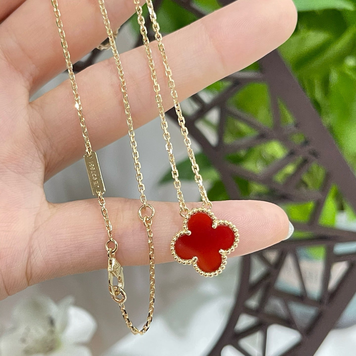 Lumi® CLOVER 15MM CARNELIAN EINZELBLÜTEN-KETTE